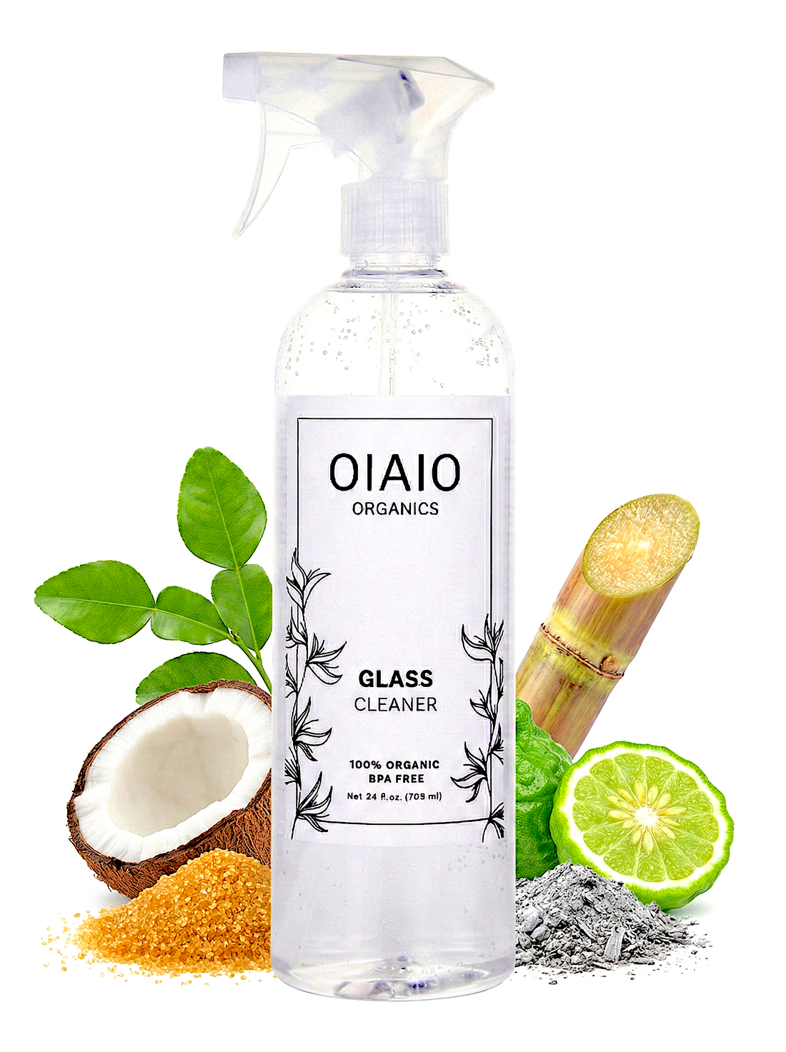 OIAIO Natural Glass Cleaner Spray 24oz - 100% Organic Premium Ingredients that Truly Perform