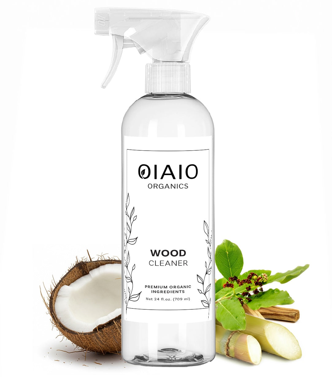 OIAIO Natural Wood Polish &amp; Cleaner Spray 24oz - 100% Organic Premium Ingredients that Truly Perform