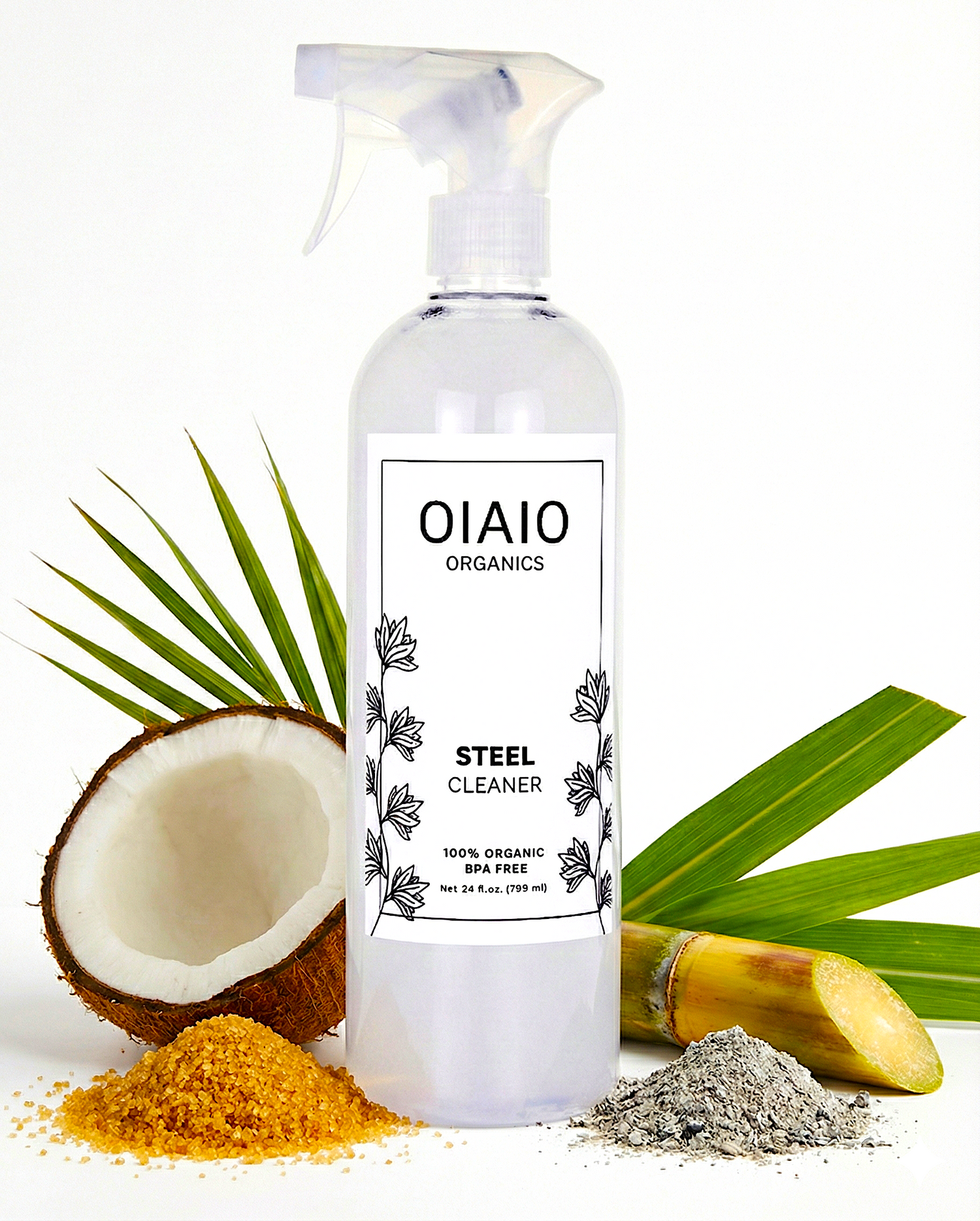 OIAIO Natural Stainless Steel Cleaner Spray 24oz - 100% Organic Premium Ingredients that Truly Perform