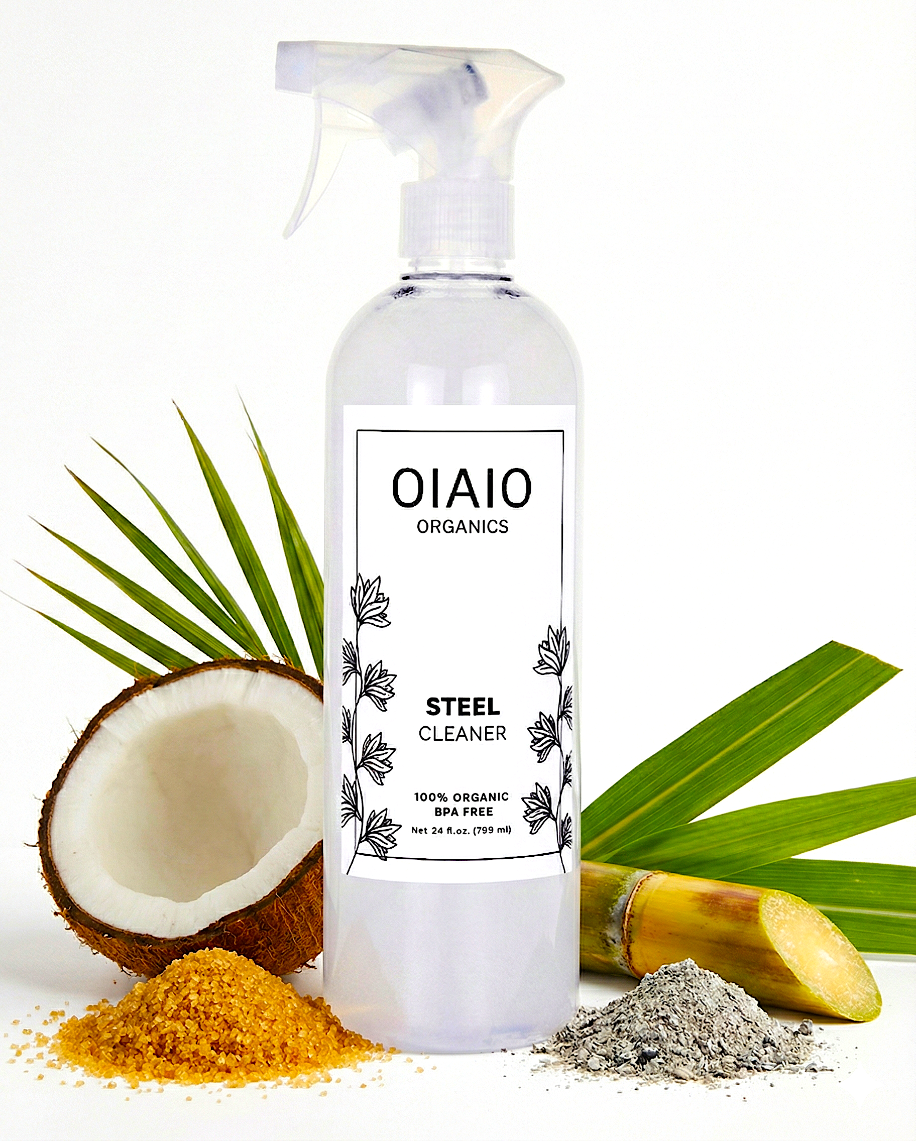OIAIO Natural Stainless Steel Cleaner Spray 24oz - 100% Organic Premium Ingredients that Truly Perform